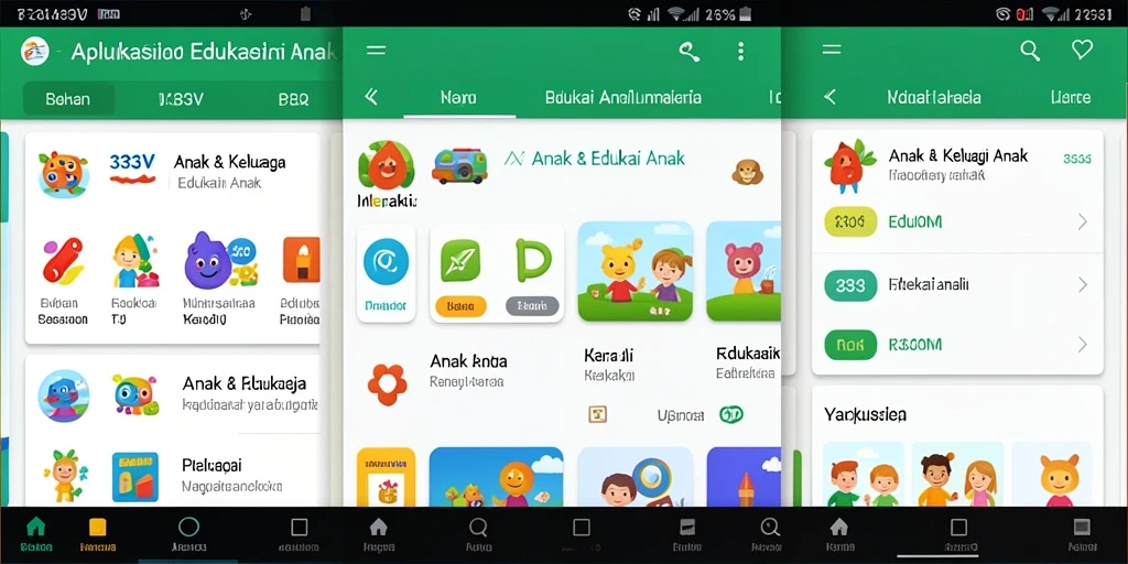 Tampilan antarmuka aplikasi 333V yang menarik dan edukatif.