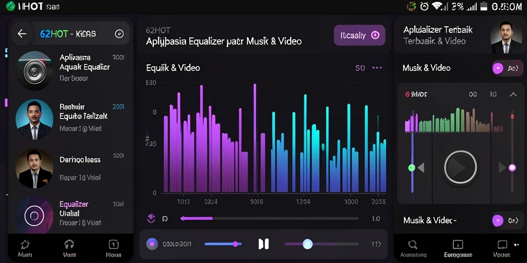 Tampilan antarmuka aplikasi Equalizer 62HOT yang modern dan user-friendly.
