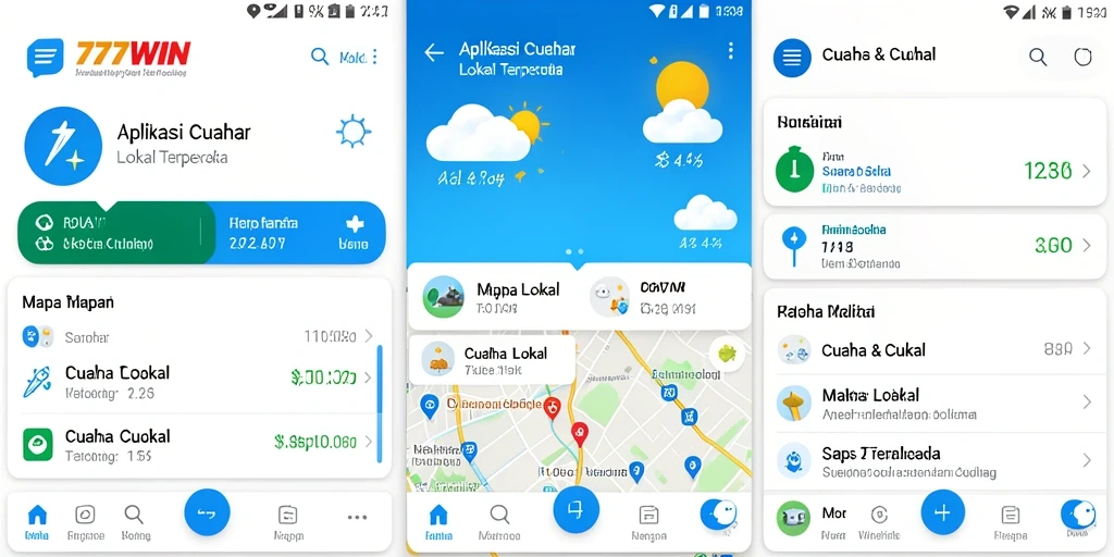 Antarmuka utama 777WIN menampilkan informasi cuaca lokal secara real-time.