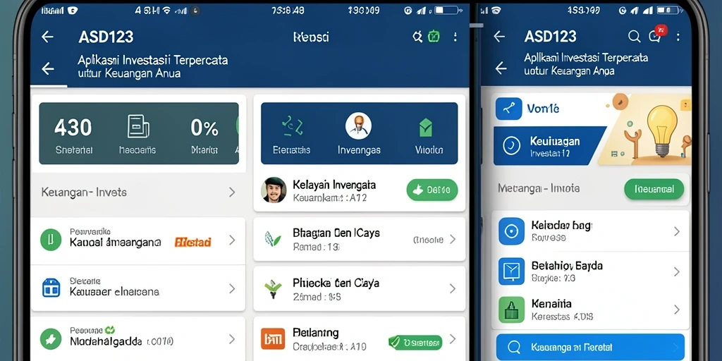 Tampilan antarmuka pengguna aplikasi investasi ASD123 yang modern dan ramah pengguna.