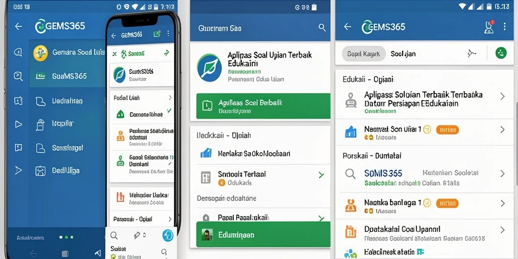 Tampilan antarmuka GEMS365 yang intuitif untuk soal ujian.