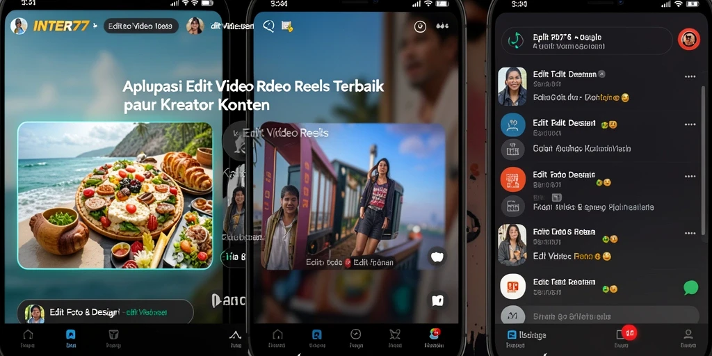 Antarmuka INTER77 yang intuitif untuk edit video reels.