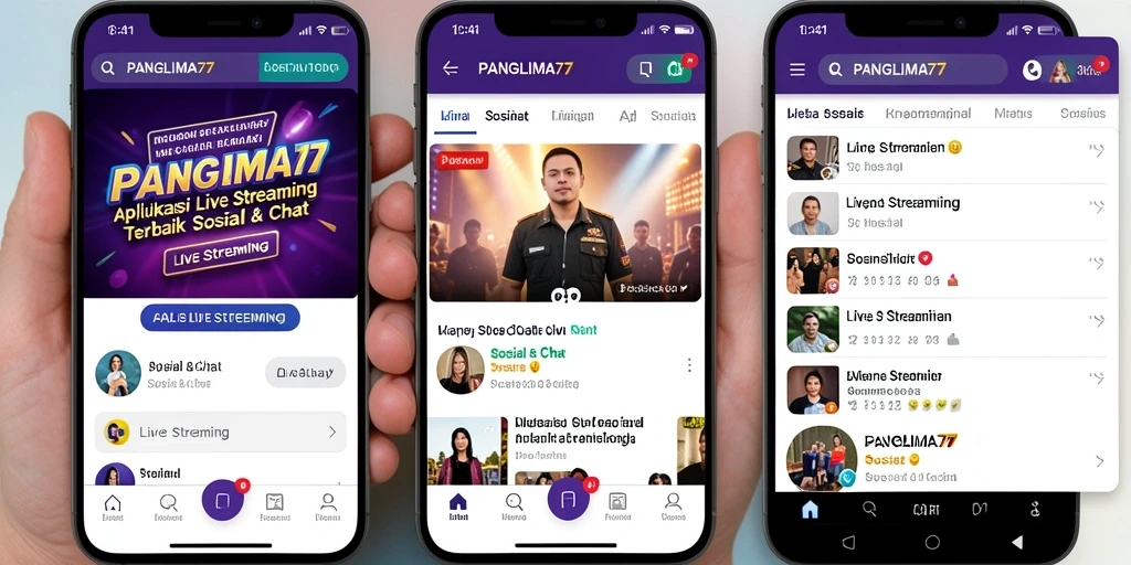 Antarmuka aplikasi PANGLIMA77 saat live streaming interaktif.